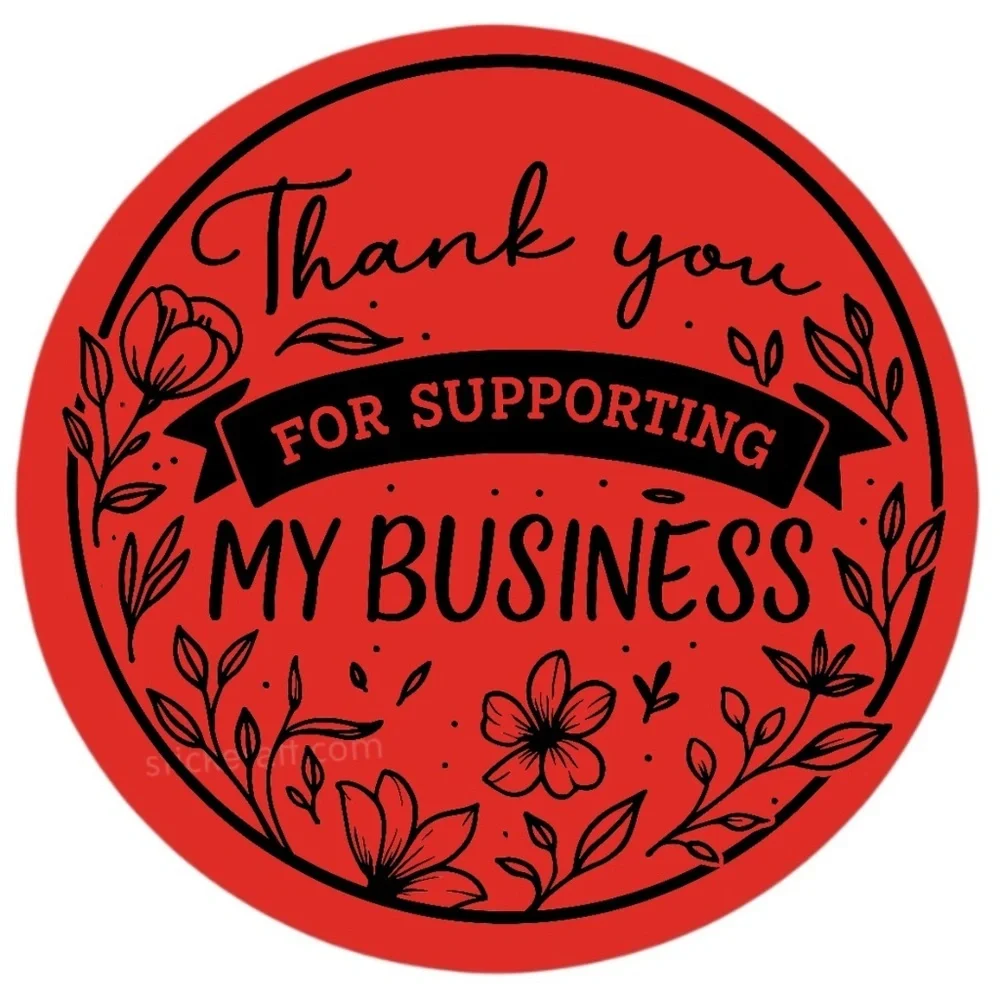 Thank You for Supporting My Business Sticker 2” | Floral Label for Packaging